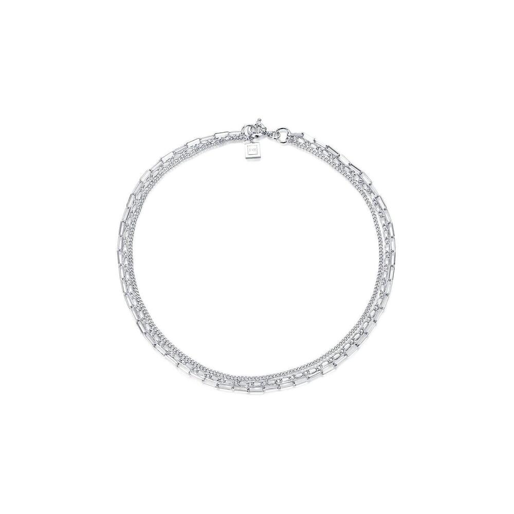 NEW F+H STUDIOS warrant triple chain necklace in silver